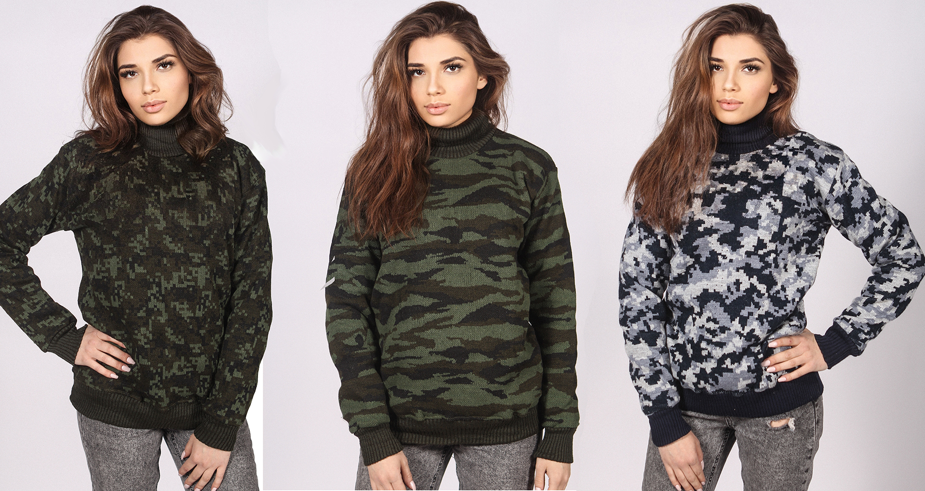 Свитер с удлиненной горловиной (цвета в ассортименте)